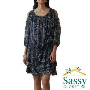 Chelsea28 Nordstrom Exclusive Midi Dress Cold Shoulder Poly Lined EUC Sz M